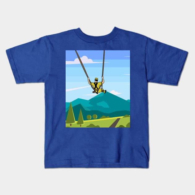 Bungee Jumping Jump To Freedom Kids T-Shirt by flofin